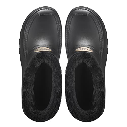 ESTRO Gummistiefel Gefüttert Herren Clogs - Regenstiefel Herren Gefütterte Gummistiefel Damen Kurz Regenschuhe Damen A16 (45, Schwarz)