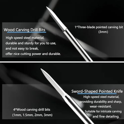 Ekoyeela - Conjunto de Brocas de Entalhe em Madeira para Ferramenta Rotativa Dremel, 6 Peças, Aço de