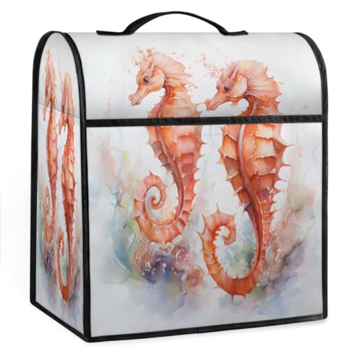 Coffee Maker Cover Seahorse Watercolor Kitchen Appliance Covers Small Appliance Covers Blender Cover Juicer Cover Dust Covers for Kitchen Appliances with Top Handle and Pockets,Washable,B29