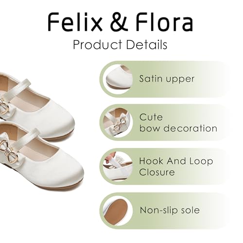 Image of Felix & Flora Toddler Flower Girl Dress Shoes - Baby Girl Ballet Mary Jane Flats for Party School Wedding