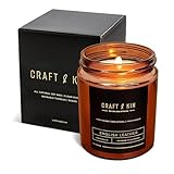 Craft & Kin Scented Candle for Men | Premium English Leather Candle | All-Natural Scent for Home | Long Lasting Winter Candles, 45-Hour Burn Time, 8oz
