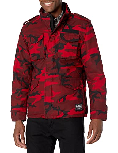 Levi's Men's Sherpa Lined Field Coat, Red Camo, Large #TOP26