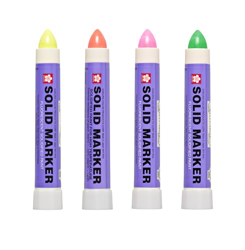 SAKURA SOLID MARKER - Mess-Free Paint Marker Set for Indoor & Outdoor Applications - Multi-Surface - No Drip - Quick Drying - Trimmable Tip - Non-Toxic - Lemon Orange Pink & Green - 4 Count