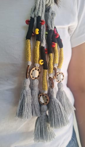 Image of Zippy Flora Handmade Boho Parandi for Women | Traditional Indian Hair Accessory Braid Tassels & Choti Hair Extension (Neelima Grey)