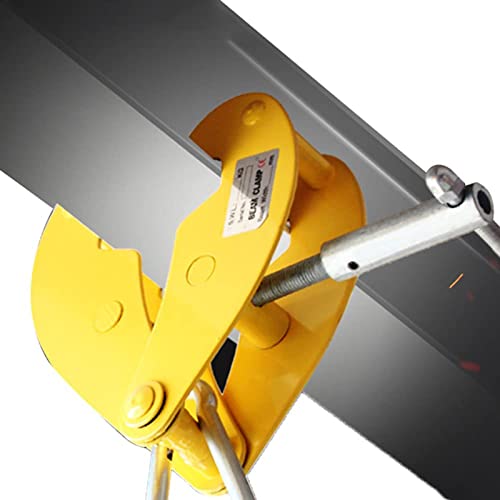 Vassbkkdy 1/3/5/7/10T Vertical Beam Clamp For Lifting And Connecting I-Beams, Adjustable Opening Clamp Heavy Duty Lifting Clamp Clamp Tool, Yellow(Size:1T)