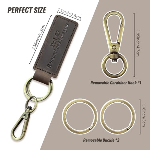Image of Dad Keychain - Remember I Love You Dad, Leather Keychain for Father from Daughter or Son