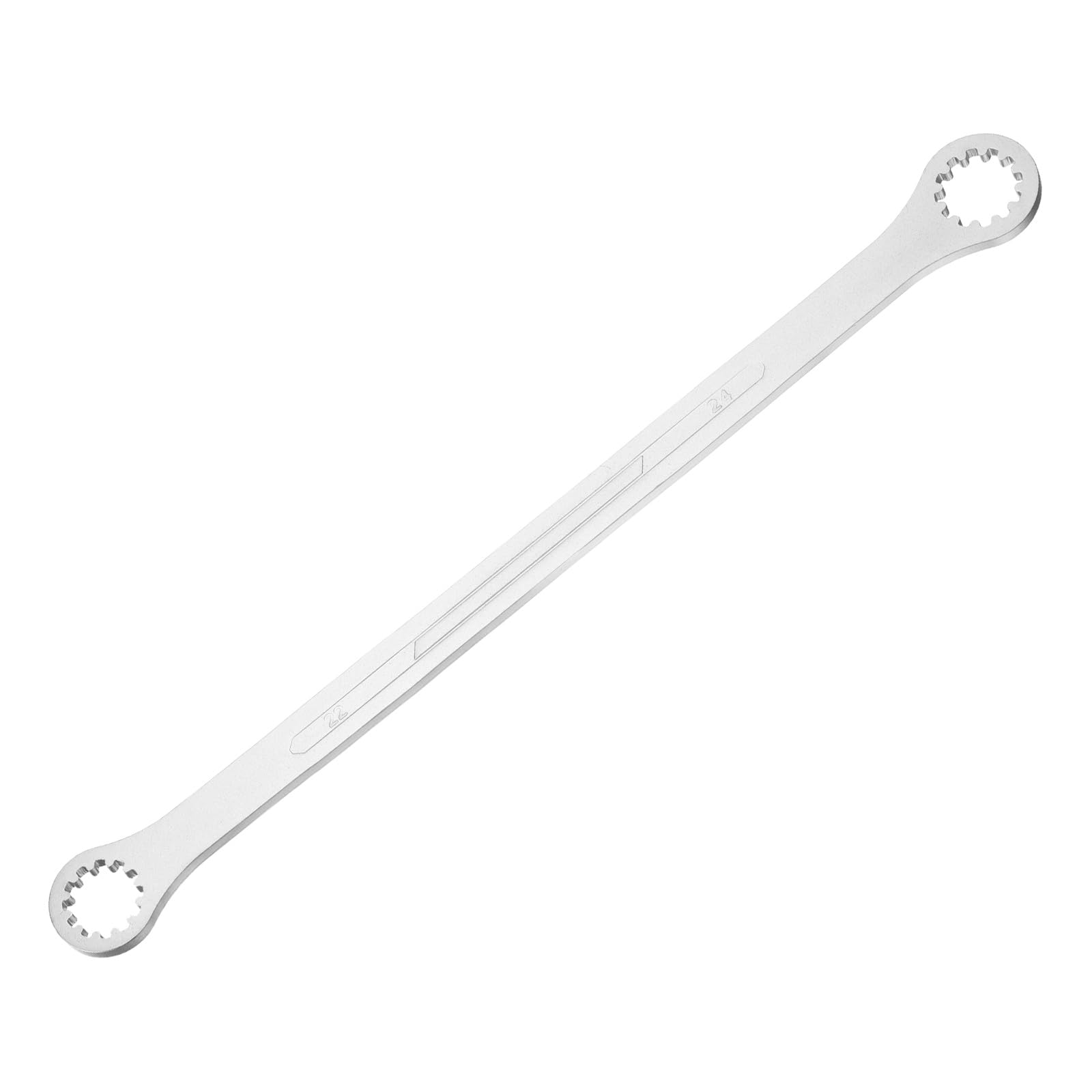 sourcing map Double Head Box End Wrench 22 x 24mm 45# Steel Nickel Plating 0 Degree Offset Extra Long Box End Spanner Hand Tool with 12 Tooth for Automotive Repair Maintenance Mechanical