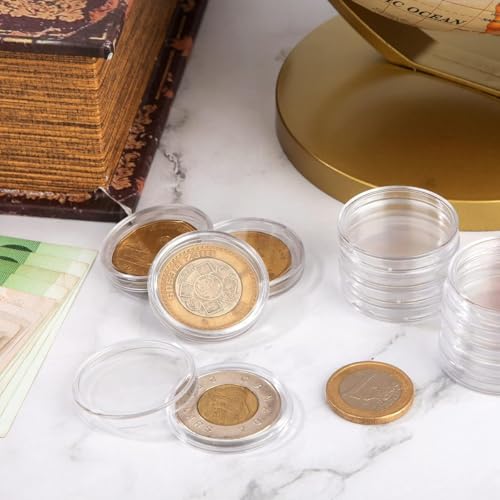 Image of Climberty Coin Box Collectable Coin Storage Box Clear Plastic Holder Organzier Max 100Pcs Capacity,Compatible with 17-30mm Dia Coins Trade Tokens Coins