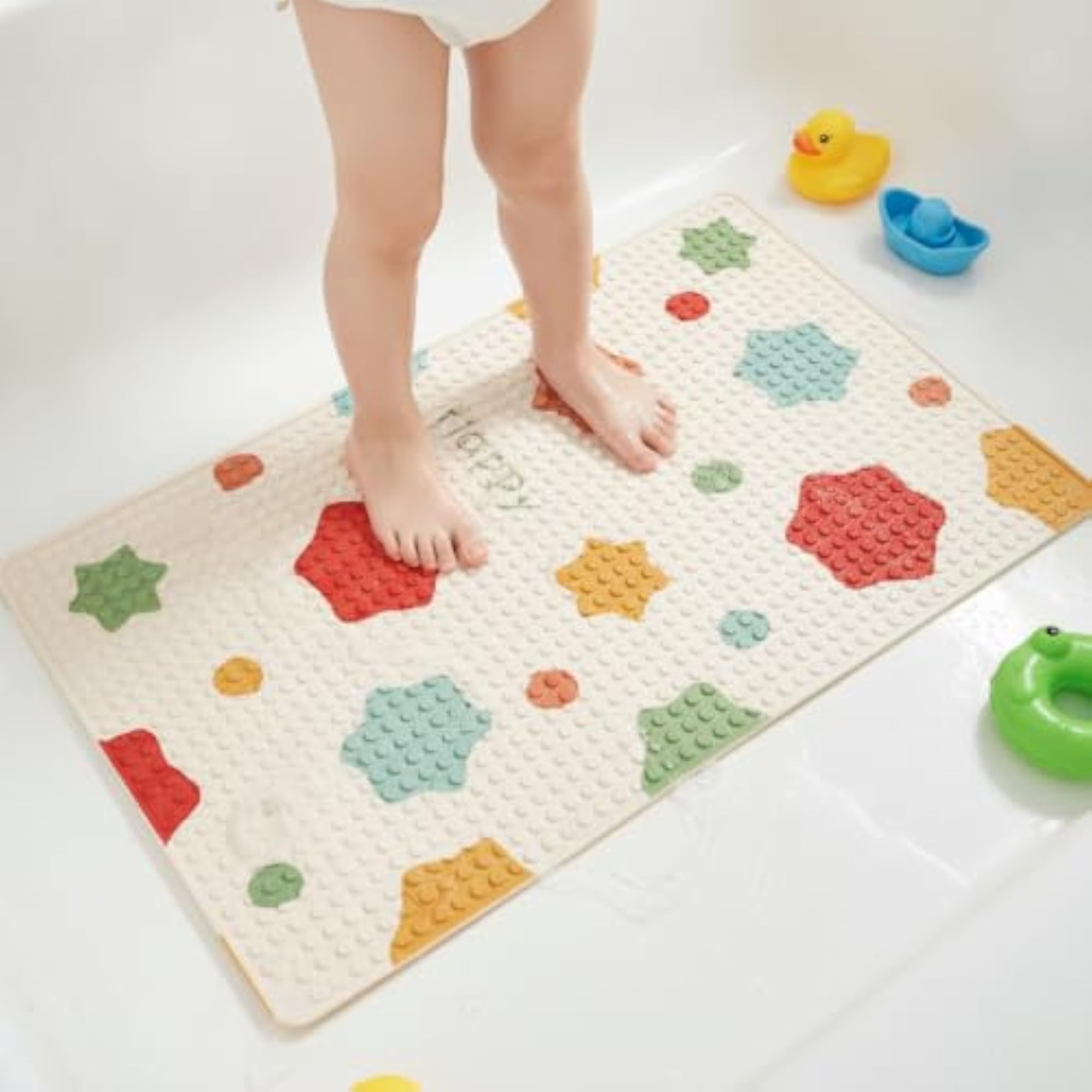 Bathroom Non-Slip Shower Mat with Suction Cups, Colorful Design