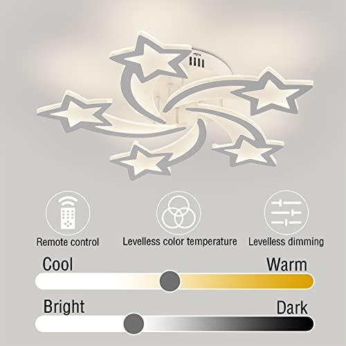 Stch Kids Ceiling Light 56W, Close To Ceiling Light Fixtures 25.6", Star Light Dimmable Modern Led Ceiling Light Chandelier Flush Mount Ceiling Lights For Bedroom Kids Room Nursery Children's Room #TOP3
