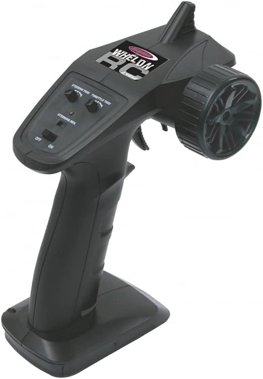 Į viršų view of the 2.4 GHz pistol grip remote control with labeled functions