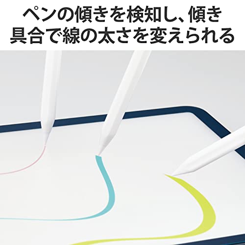 エレコム(ELECOM) タッチペン iPad専用 樹脂製ペン先 パームリジェクション対応 磁気吸着 傾き検知対応 USB-C充電 ペアリング不要 【Apple Pencil純正ペン先、製ペン先に交換可能】 ホワイト P-TPACSTAP03WH