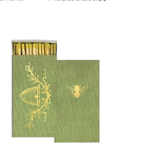 HomArt Gold Foil Bee Crest Long Matches Match Box Set Of 2