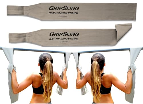 GripSling Raw Training Straps for Bodyweight Strength Training and Calisthenics Exercise, Fitness, and More - Perfect for Home, Gym, Traveling, and Outdoor Workouts - 2 Piece Standard Straps -Tan