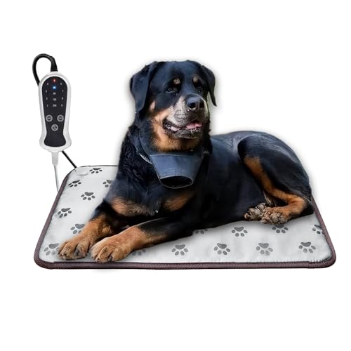 Pet Heating Pad for Medium Dogs & Cats - Electric Heated Dog Bed with Timer, Chew Proof Cord, Easy Clean, 28x18 inch