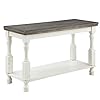 24/7 Shop at Home Pawlak Farmhouse Rectangle Solid Wood 48 in. Console Table with Shelf for Living, Hallway, Bedroom, Dressing Room, Antique White and Gray