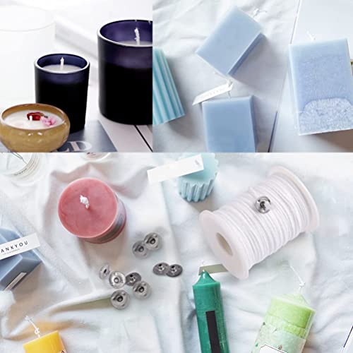 200 Feet Candle Wicks Roll, 24 Plybraided Candle Wicks Natural Cotton Candle Wick Core Spool And 100 Pcs Metal Candle Wick Sustainer Tabs For Candle Diy Craft Candle Making Kit #TOP5