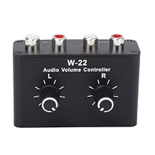 Yunseity 3.5mm Audio Volume Controller, Ground Isolation Circuit Design Volume Control Knob Stereo Balance Attenuator, Aluminum Alloy Box Black for 3.5mm Interfaces