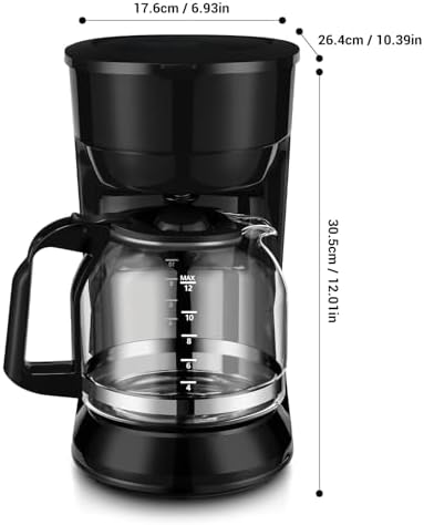 AUNMBLD Black 12-Cup Drip Coffee Maker - 1.8L Capacity, 30s Anti-Drip, Auto Keep Warm, Indicator Light, Dishwasher Safe | Home Kitchen/Family Entertaining Essential — view 4