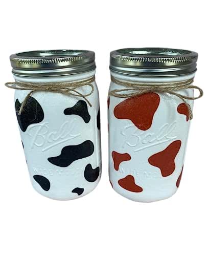 Amazon.com: Cow print mason jars/cowhide decor/farm animal party decor ...