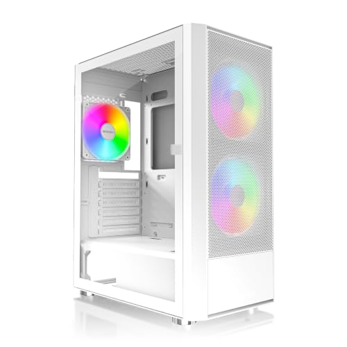 Montech X2 Plus Gaming PC Case - ATX Mid-Tower Computer Case - Tempered Glass Side Panel - Desktop Chassis, White