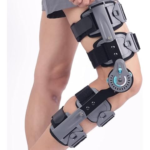 Komzer Hinged Post OP Knee Brace, ROM Knee Immobilizer Leg Braces Orthopedic Patella Knee Support Orthosis for ACL, PCL, MCL Injury, Meniscus Tear, Adjustable for Left Leg and Right Leg,One Size Cover