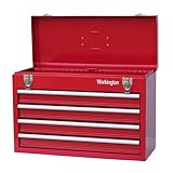 Workington Portable Metal Tool Chest with 4 Drawers, 20' 4-Drawer Tool Chest Cabinet with Ball Bearing Drawer Slides, Steel Tool Storage Box Organizer 4004 Red