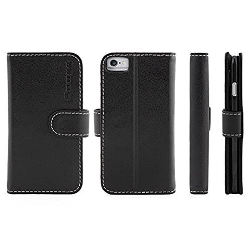 Snugg iPhone 6 Case, Black Leather iPhone 6 Flip Case Premium Wallet Phone Cover with Card Slots for Apple iPhone 6