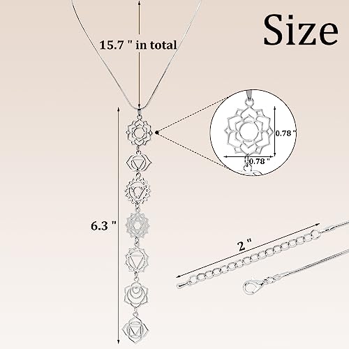 Spiritual Chakra Necklace for Women Trendy Long Chakra Necklace Y Pendant Drop Dangle Necklace for Women Charm Chain Choker Necklace Halloween Christmas Jewelry Gift for Women (Include Gift Box)4