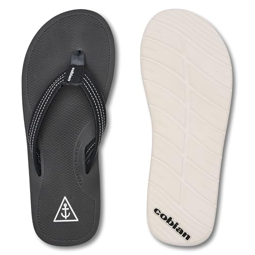 Cobian Men’s Anchor Synthetic Leather Strap Flip-Flop Sandals, Black, 9 by Cobian - Used condition - Image 5