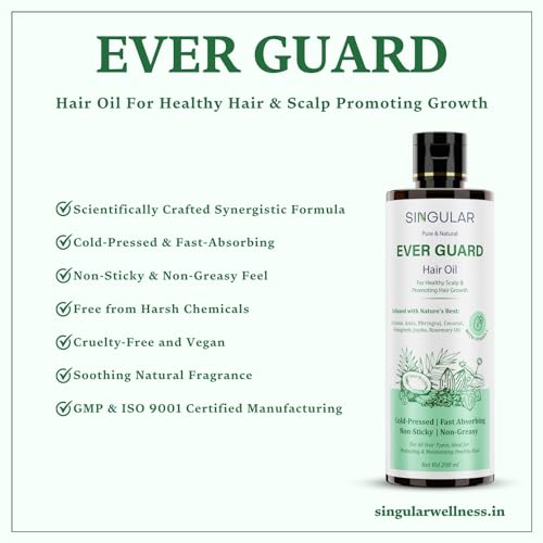 Singular Ever Guard Hair Growth Oil for Men & Women | Thick Hair Growth & Fall Control, Cold-Pressed with Argan, Almond, Bhringraj, Rosemary Oil & Vitamin E - 200ml - Image 5