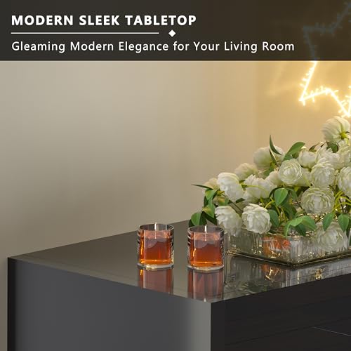 TOLEAD 70\" TV Stand with 36\" Electric Fireplace,Gaming Entertainment Center 12 Flame Colors & 196 Color-Changing LED Lights and High-Gloss Cabinet for Living Room - Thumbnail 3