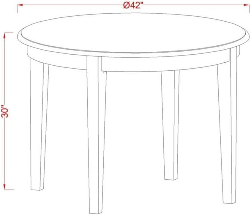 East West Furniture BOCL3-WHI-C 3 Piece Dining Room Table Set Contains a Round Wooden Table and 2 Linen Fabric Kitchen Dining Chairs, 42x42 Inch, Linen White