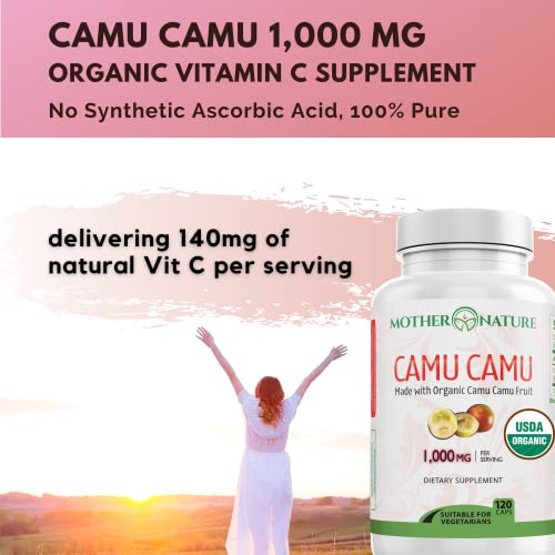 Organic Vitamin C From Camu Camu Capsules 1,000Mg, Packed With Natural Vit C, Raw Antioxidants - Immune Support Supplement & Anti-Aging thumb #8