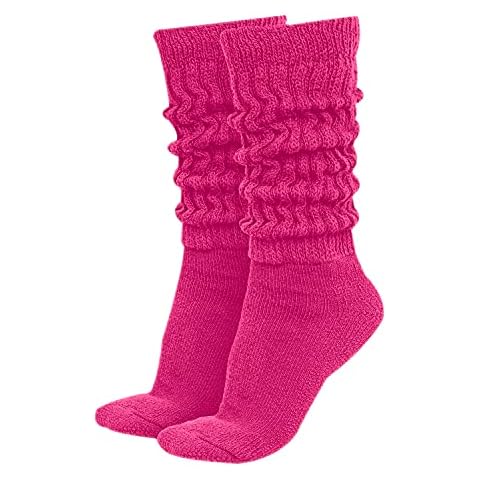 MDR Children's Extra Long & Heavy Slouch Socks For Children Cotton Wear at any Length Sock Made in USA 1 Pair Size 6 to 8 (Fuschia) Cover