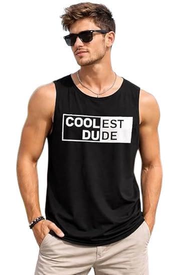Men Vest Gym T Shirt Printed Sleeveless Cotton Regular Fit Tank Top – Workout Fitness Training Casual Summer Wear Comfortable Stylish Mens Vest-picture-55