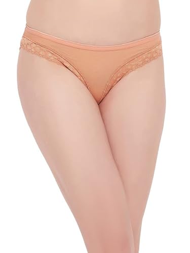 Clovia Women's Lace Low Waist Bikini Panty in Peach