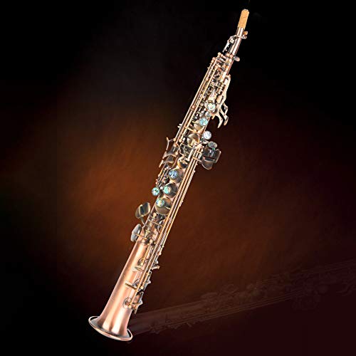 Antique Red Copper B Flat Saxophone Kit, Professional Soprano Straight Sax Musical Instrument With Carrying Bag #TOP2