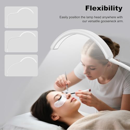 Image of Half Moon LED Floor Light - Professional Shadow-Free, Dimmable Lamp | for Lash Techs, Estheticians & Tattoo Artists | Eyelash Extensions, Nail Art, Home & Office (Charcoal White)