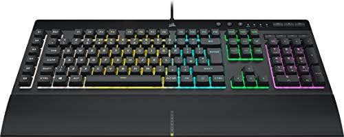 Corsair K55 RGB PRO Wired Membrane Gaming Keyboard (Dynamic Per-Key RGB Backlighting, 6 Macro Keys w/Elgato Software Integration, IP42 Dust and Spill-Resistant, Detachable Palm Rest) QWERTY, Black
