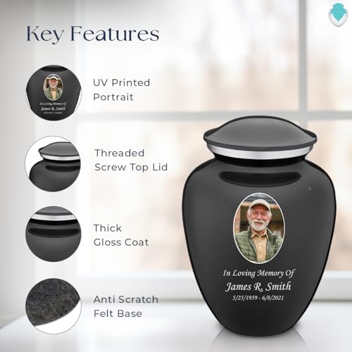 Image of Geturns Embrace Adult Personalized Picture Cremation Urns for Human Ashes I Large Photo Charcoal Funeral Urn for Men and Women I 200 lbs