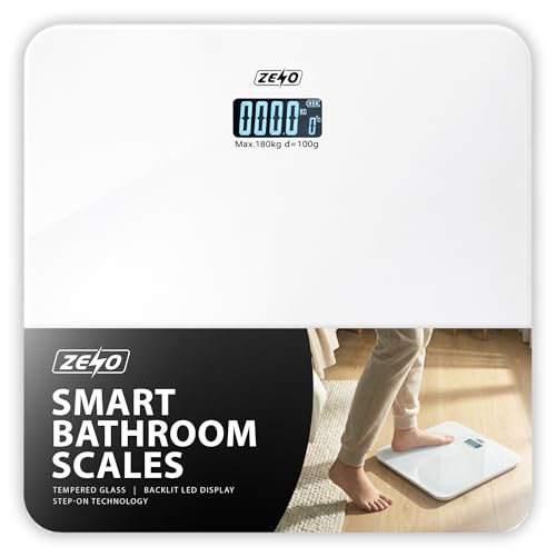 ZENO Bathroom Scales | Scales For Body Weight | Digital Weighing Scales | Accurate Weight Scales with LED Display | Easy To Use Weighing Scales | White