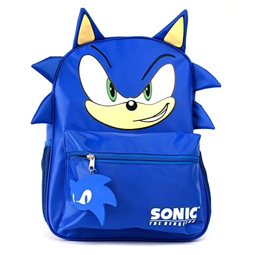 AI ACCESSORY INNOVATIONS Sonic The Hedgehog Backpack for Boys & Girls, Bookbag with Adjustable Shoulder Straps & Padded Back, Sonic 16 Inch Schoolbag with 3D Features, Durable School Bag for Kids