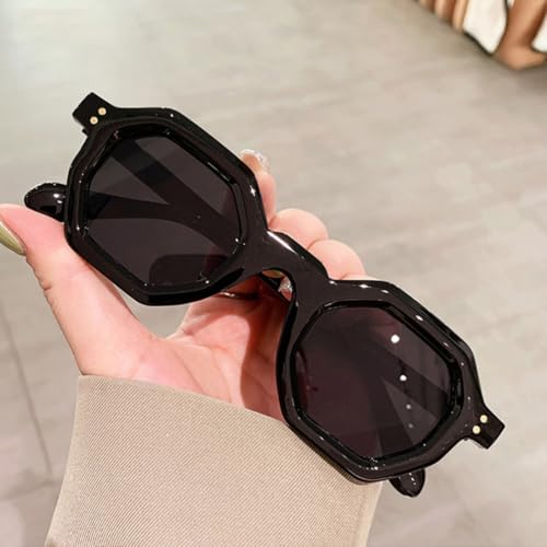 Lunettes de soleil tendance à rivets et verres géométriques anti-reflets - 4