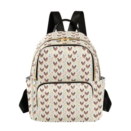 Sac à dos matelassé Wudan, l'élégance du motif poule et fleurs