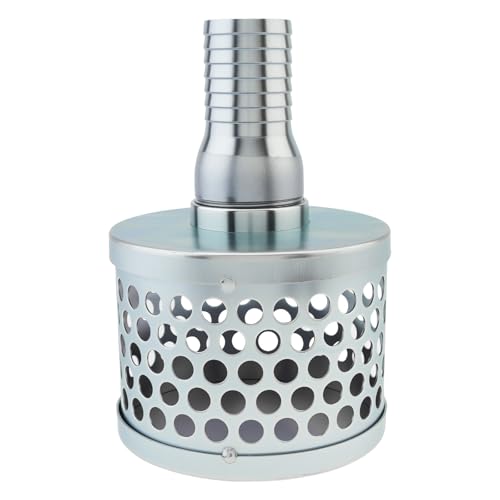 PNXKTXO 1.5 Inch NPT Thread Round Hole Suction Strainer Filter for Pumps with Hose Connector, Carbon Plated Steel Basket Water Suction Filter (1.5 Inch)