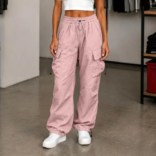 Women's Cargo Pants Drawstring Waist Wide Leg Utility Work Trousers - image 2