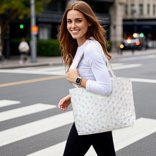 Image of Sunwel Fashion Top Zipper Floral Quilted Bag Small Tote Bag for Women