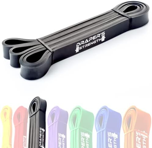 DRAPER'S STRENGTH Heavy Duty Resistance Stretch Loop Bands for Powerlifting Workout Exercise and Assisted Pull Ups 03. Black