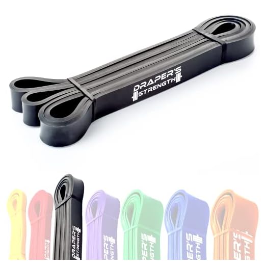 DRAPER'S STRENGTH Heavy Duty Resistance Stretch Loop Bands for Powerlifting Workout Exercise and Assisted Pull Ups 03. Black